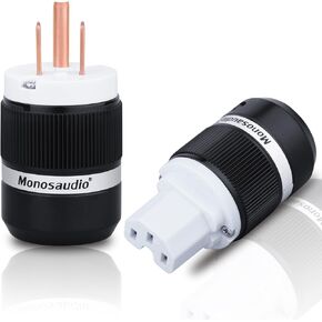 Monosaudio HiFi Power Plug Pure Copper 15A/125V 10A/250V IEC C13/C15 Power Connector Hi-end Audio Power Plug Audiophile Power Plug for DIY Audiophile Power Cord HiFi Audio AC Power Cable（M130/F130）