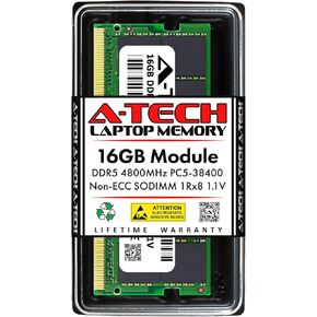 A-Tech 16GB RAM Replacement for CT16G48C40S5 | DDR5 4800MHz PC5-38400 CL40 SODIMM 1Rx8 1.1V Non-ECC SO-DIMM 262-Pin Laptop, Notebook Memory Module