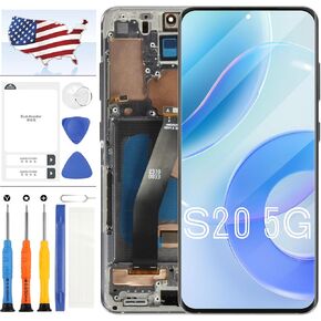 OLED for Samsung Galaxy S20 5G Screen Replacement SM-G981 SM-G981F SM-G981U LCD Display Digitizer Screen Touch Repair Kit with Frame(with Fingerprint Function,Not for 4G) (Gray)
