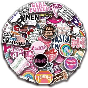 50 Pcs Inspirational Feminist Stickers Pack, Girl Power Rights Flawed Feminism Colorful Vinyl Sticker, Laptop Water Bottle Phone Stickers Decals for Women's Libbers Equal Rights