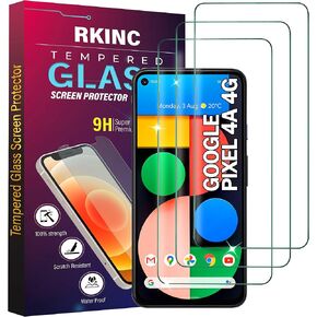 RKINC Screen Protector [3-Pack] for Google Pixel 4a [Not Fit for Pixel 4a 5G], Tempered Glass Film Screen Protector, 0.33mm [LifetimeWarranty][Bubble-Free][Anti-Scratch][Anti-Shatter]