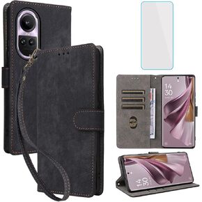 for Oppo Reno 10 5G / Oppo Reno 10 Pro 5G Wallet Phone Case with Screen Protector [RFID Blocking] Leather Flip Card Holder Kickstand Women Men Cell Phone Case for Reno10Pro Reno10 Pro 5G Purple