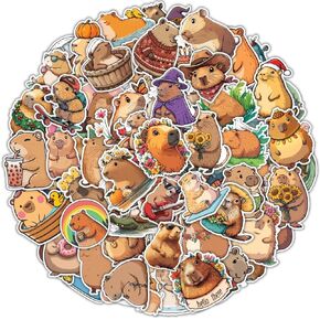 100pcs Capybara Stickers Waterproof Decals for Water Bottles Laptop Luggage Computer Scrapbooking Teens Adults Girls Kids Funny Party Birthday Decorations