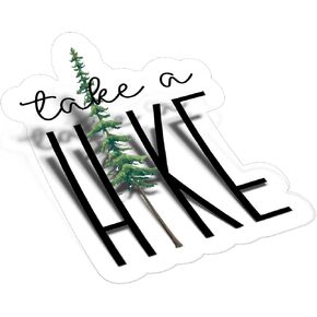 (3Pcs) Take A Hike Clear Sticker Nature Adventure Hiking Decal Waterproof Vinyl Stickers Adult for Laptop Kindle Car Water Bottle Mug Phone Notebook Musical Instrument - Size 3"x2.4"