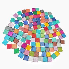 500g/1.1lb 210pcs Glass Mosaic Tiles,Mixed Colour Glass Mosaic Tiles for Crafts，Square Mosaic Tiles for Home Decoration or DIY Crafts,Iridescent Mosaic Glass Tiles (Iridescent Mixed Color, 0.59 inch)