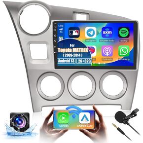 [2+64G] Ohradio Android 13 Car Stereo for Toyota Matrix 2009-2014 (LHD) with Wireless Carplay Android Auto, 9" Touch Screen Car Radio with Mirror Link GPS WiFi Bluetooth SWC Backup Camera FM Mic