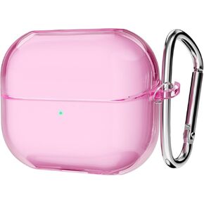 for Samsung Galaxy Buds Pro 3 Case Clear, Transparent Cute Galaxy Buds 3 Case (2024) with Carabiner Cover Accessories, Soft Silicone TPU Rubber Case for Women Girl, Neon Orange