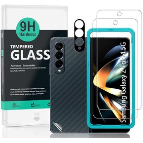 Ibywind Screen Protector for Samsung Galaxy Z Fold4 5G(6.2") 2 Pack+1 Pack Camera Len Protector+1 Back Film,9H Tempered Glass,HD,Scratch Resistant,Bubble Free,Easy Install