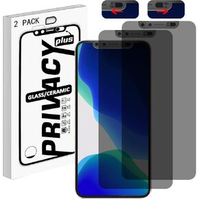 Privacy Screen Protector with Front Slide Camera Cover Compatible for Phone 12/12 Pro,Anti-Spy Tempered Glass Screen Protection and Spy Cover Protect Privacy, Not Affect Face ID-2 Pack