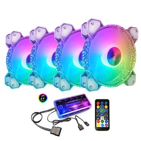 RGB Crystal Diamond 12CM 120MM Hydraulic Bearing Silent Aperture Computer Chassis Fan，High Performance PC Cooling Fan (Set-D)