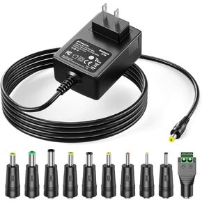 9V Power Supply Center Positive DC 9V Power Cord for Speakers Crosley Record Player Arduino UNO Schwinn Bike Breast Pump Halloween Props and More 9 Volt Charger Adapter 3A(Max)