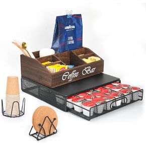 CODOGOY K حامل أكواب القهوة بار ملحق منظم محطة القهوة، 2 في 1 درج القهوة وحامل أكياس الشاي in Kuwait