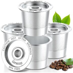 4 Pack Reusable K Cups Coffee Pods for Keurig 1.0: Stainless Steel Refillable K Cup - Reusable Coffee Filter for Keurig 1.0 Coffee Maker, Permanent, Eco-Friendly, Newest Design
