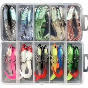25pcs Fishing Lures for Bass Jig Soft Plastic Swimbait Shad Soft Swimbaits for Saltwater Freshwater Trout Pike Walleye Fishing Jigs