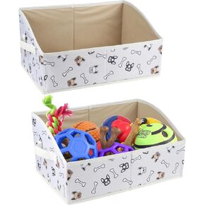 2 Pack Dog Toy Basket |Trapezoid Fabric Dog Toy Bin|Dog Toy Box for Living Room Area|Collapsible Dog Basket|Pet Toy Basket for Dogs|Dog Stuff Organizer for Pet Toys,Leash,Blanket-Cute Printing