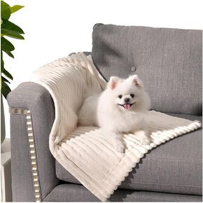 Waterproof Blanket Natural Grey Dog Blanket for Small Dogs, Washable Double Sided Pet Blanket with Milk Plush and Super Soft Velvet, Pee Proof Calming Dog Blanket for Couch Protection
