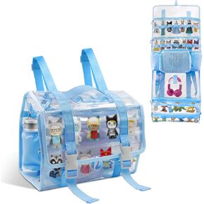 Backpack Bag for Toniebox Starter Set ,Carrying Case for Toniebox, Tonie Figures ,Headphones and Charging Station, Portable Storage Bag with Shoulder Strap and Handle Bar, Hanging Storage (Blue)