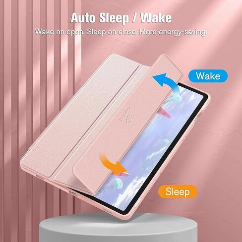 Case for Galaxy Tab S9 Ultra/S10 Ultra 14.6", Hard Crystal Clear Back Shell. Flexible Soft TPU Bumper with Pen Holder-Slim Folding Stand Folio Cover Fits Tab S9 Ultra/S10 Ultra, Pink in Kuwait