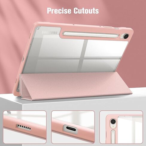 Case for Galaxy Tab S9 Ultra/S10 Ultra 14.6", Hard Crystal Clear Back Shell. Flexible Soft TPU Bumper with Pen Holder-Slim Folding Stand Folio Cover Fits Tab S9 Ultra/S10 Ultra, Pink in Kuwait