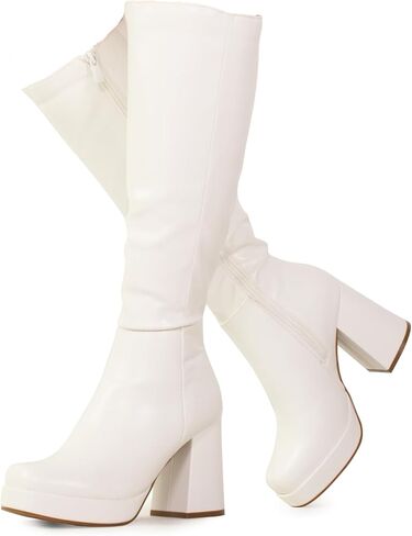 RF ROOM OF FASHION Women's Go Go Knee High Platform Boots (Regular Calf) in Saudi Arabia