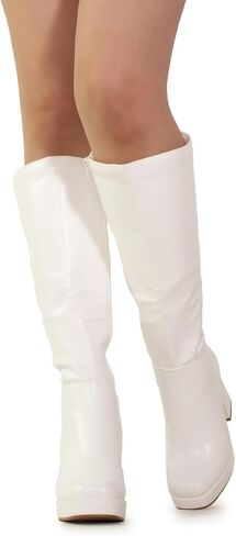 RF ROOM OF FASHION Women's Go Go Knee High Platform Boots (Regular Calf) in Saudi Arabia