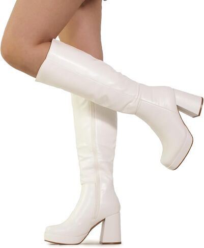 RF ROOM OF FASHION Women's Go Go Knee High Platform Boots (Regular Calf) in Saudi Arabia