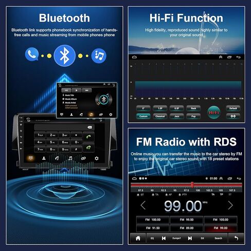 Hodozzy Android Car Stereo لهوندا سيفيك 2016 2017 2018 2019 2020 مع Carplay اللاسلكي Android Auto، 32G 9 بوصة شاشة تعمل باللمس راديو السيارة GPS Bluetooth WiFi، راديو FM RDS، كاميرا احتياطية in Kuwait