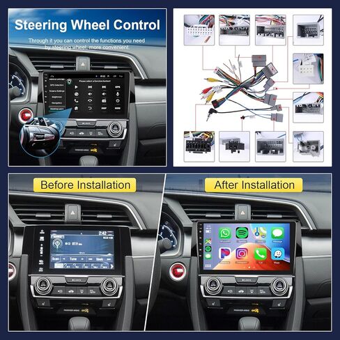 Hodozzy Android Car Stereo لهوندا سيفيك 2016 2017 2018 2019 2020 مع Carplay اللاسلكي Android Auto، 32G 9 بوصة شاشة تعمل باللمس راديو السيارة GPS Bluetooth WiFi، راديو FM RDS، كاميرا احتياطية in Kuwait