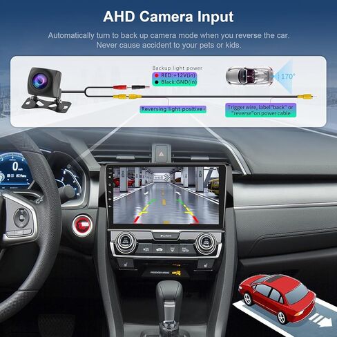 Hodozzy Android Car Stereo لهوندا سيفيك 2016 2017 2018 2019 2020 مع Carplay اللاسلكي Android Auto، 32G 9 بوصة شاشة تعمل باللمس راديو السيارة GPS Bluetooth WiFi، راديو FM RDS، كاميرا احتياطية in Kuwait