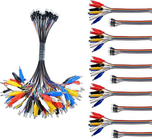 Oiyagai 2 in 1 Alligator Clip to Dupont Wire, 20pin 30cm Male, Crocodile Clip to Jumper Wire Male - Test Lead Kit for Arduino DIY Projects in Saudi Arabia