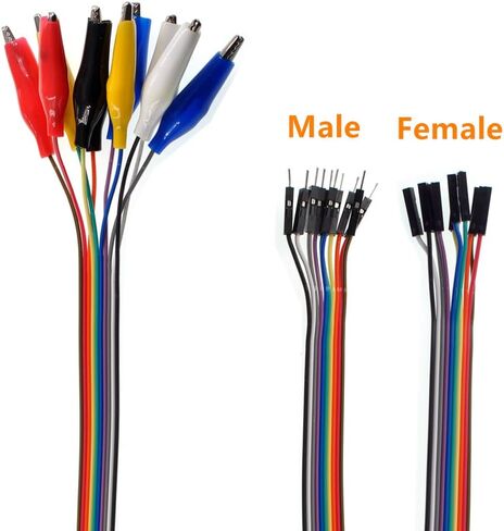 Oiyagai 2 in 1 Alligator Clip to Dupont Wire, 20pin 30cm Male, Crocodile Clip to Jumper Wire Male - Test Lead Kit for Arduino DIY Projects in Saudi Arabia