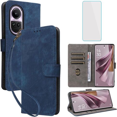 for Oppo Reno 10 5G / Oppo Reno 10 Pro 5G Wallet Phone Case with Screen Protector [RFID Blocking] Leather Flip Card Holder Kickstand Women Men Cell Phone Case for Reno10Pro Reno10 Pro 5G Purple in Kuwait
