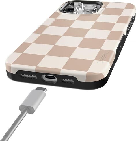 Casely iPhone 15 Pro Max Case | Fit Check | Neutral Checkerboard Checkered Case | Bold Protective Case | Compatible with MagSafe and Action Button in Saudi Arabia