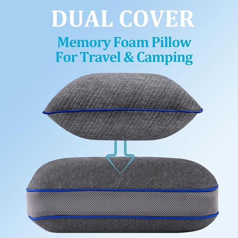 Camping Pillow,Memory Foam Travel Pillow for Adults with Storage Bag,Backpacking, Airplane, Car Travel,Compact Portable Pillow for Sleeping with Machine Washable Cover in Saudi Arabia