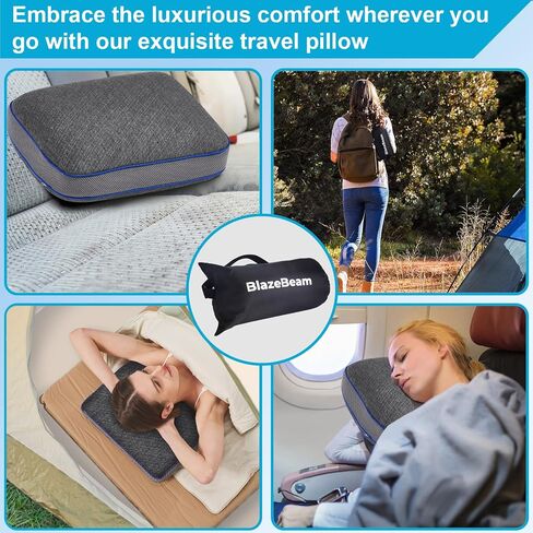 Camping Pillow,Memory Foam Travel Pillow for Adults with Storage Bag,Backpacking, Airplane, Car Travel,Compact Portable Pillow for Sleeping with Machine Washable Cover in Saudi Arabia