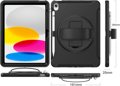 صحارى - حافظة حماية من سلسلة حزام اليد لجهاز iPad 10.9 بوصة (الجيل العاشر 2022)، أسود، (TB00278) in Kuwait