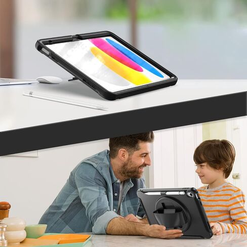 صحارى - حافظة حماية من سلسلة حزام اليد لجهاز iPad 10.9 بوصة (الجيل العاشر 2022)، أسود، (TB00278) in Kuwait