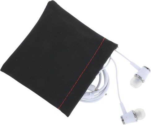 5Pcs PU Leather Headphone Storage Earphone Pouch Bag Universal Spring Bag Closure Soft Elastic Spring Pouch Portable Mini Storage Box for Storing Earphones Coins Keys USB Flash Drives Jewellery in Saudi Arabia