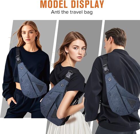 MAYMOONER Anti Theft Crossbody Bag Sling Chest Bags for Women Men Shoulder Bag Anti-theft Design for Travel Sport Work Blue in Kuwait