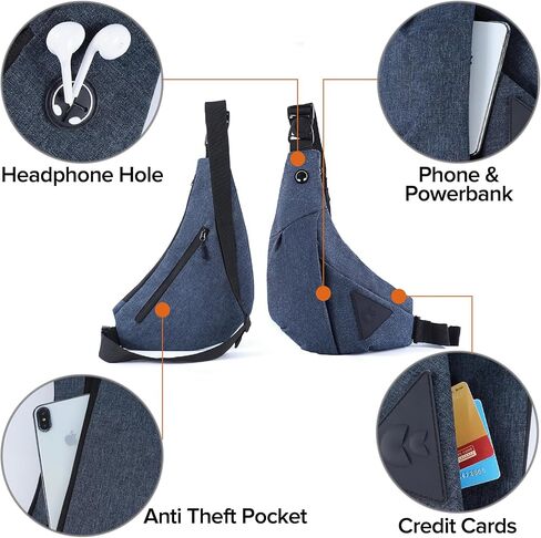 MAYMOONER Anti Theft Crossbody Bag Sling Chest Bags for Women Men Shoulder Bag Anti-theft Design for Travel Sport Work Blue in Kuwait