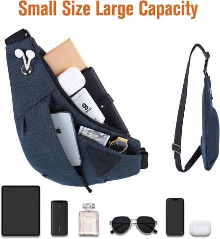 MAYMOONER Anti Theft Crossbody Bag Sling Chest Bags for Women Men Shoulder Bag Anti-theft Design for Travel Sport Work Blue in Kuwait