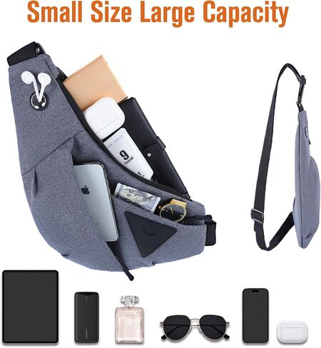 MAYMOONER Anti Theft Crossbody Bag Sling Chest Bags for Women Men Shoulder Bag Anti-theft Design for Travel Sport Work Blue in Kuwait