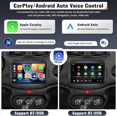UNITOPSCI 2G+32G Android 13 ستيريو سيارة لسيارة Jeep Renegade 2015-2020 راديو لاسلكي Apple CarPlay Android Auto Mirror Link 9 بوصة بلوتوث HD شاشة لمس GPS FM WiFi USB SWC + ميكروفون كاميرا احتياطية in Kuwait