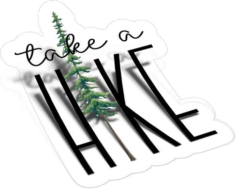 (3Pcs) Take A Hike Clear Sticker Nature Adventure Hiking Decal Waterproof Vinyl Stickers Adult for Laptop Kindle Car Water Bottle Mug Phone Notebook Musical Instrument - Size 3"x2.4" in Kuwait