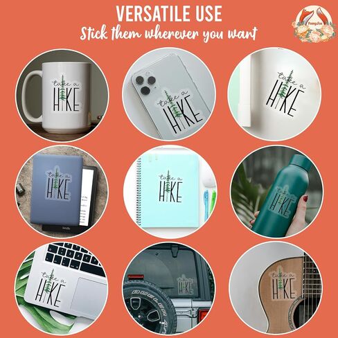 (3Pcs) Take A Hike Clear Sticker Nature Adventure Hiking Decal Waterproof Vinyl Stickers Adult for Laptop Kindle Car Water Bottle Mug Phone Notebook Musical Instrument - Size 3"x2.4" in Kuwait