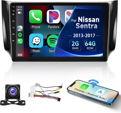 2+64G- لراديو السيارة Nissan Sentra 2013-2017 مع Carplay اللاسلكي/Android Auto، Android 13 ستيريو السيارة 9 بوصة شاشة تعمل باللمس GPS Navigation WiFi Bluetooth FM/RDS Mirror Link SWC+ AHD كاميرا احتياطية in Saudi Arabia