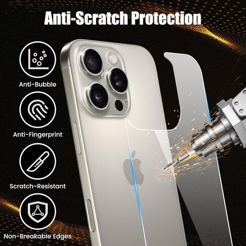Back Screen Protector for iPhone 16 Pro [2-Pack], Rear Tempered Glass Film, Anti-Fingerprint/Scratch Protector,Premium HD Clarity for iPhone 16 Pro [6.3 inch] in Saudi Arabia