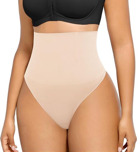 SHAPELLX Womens Underwear Tummy Control Shapewear Thong Panties Seamless Shapewear Waist Slimming Girdle (Black,XS/S) in Saudi Arabia