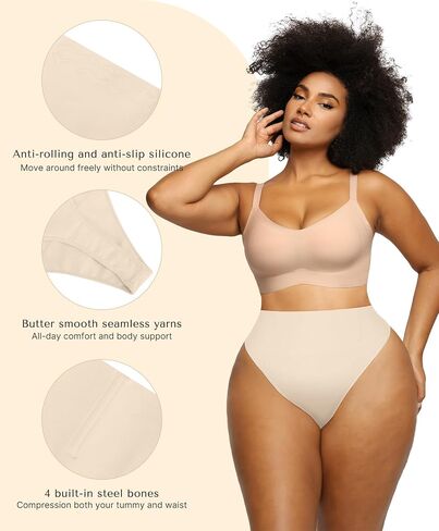 SHAPELLX Womens Underwear Tummy Control Shapewear Thong Panties Seamless Shapewear Waist Slimming Girdle (Black,XS/S) in Saudi Arabia