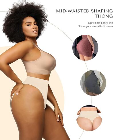 SHAPELLX Womens Underwear Tummy Control Shapewear Thong Panties Seamless Shapewear Waist Slimming Girdle (Black,XS/S) in Saudi Arabia